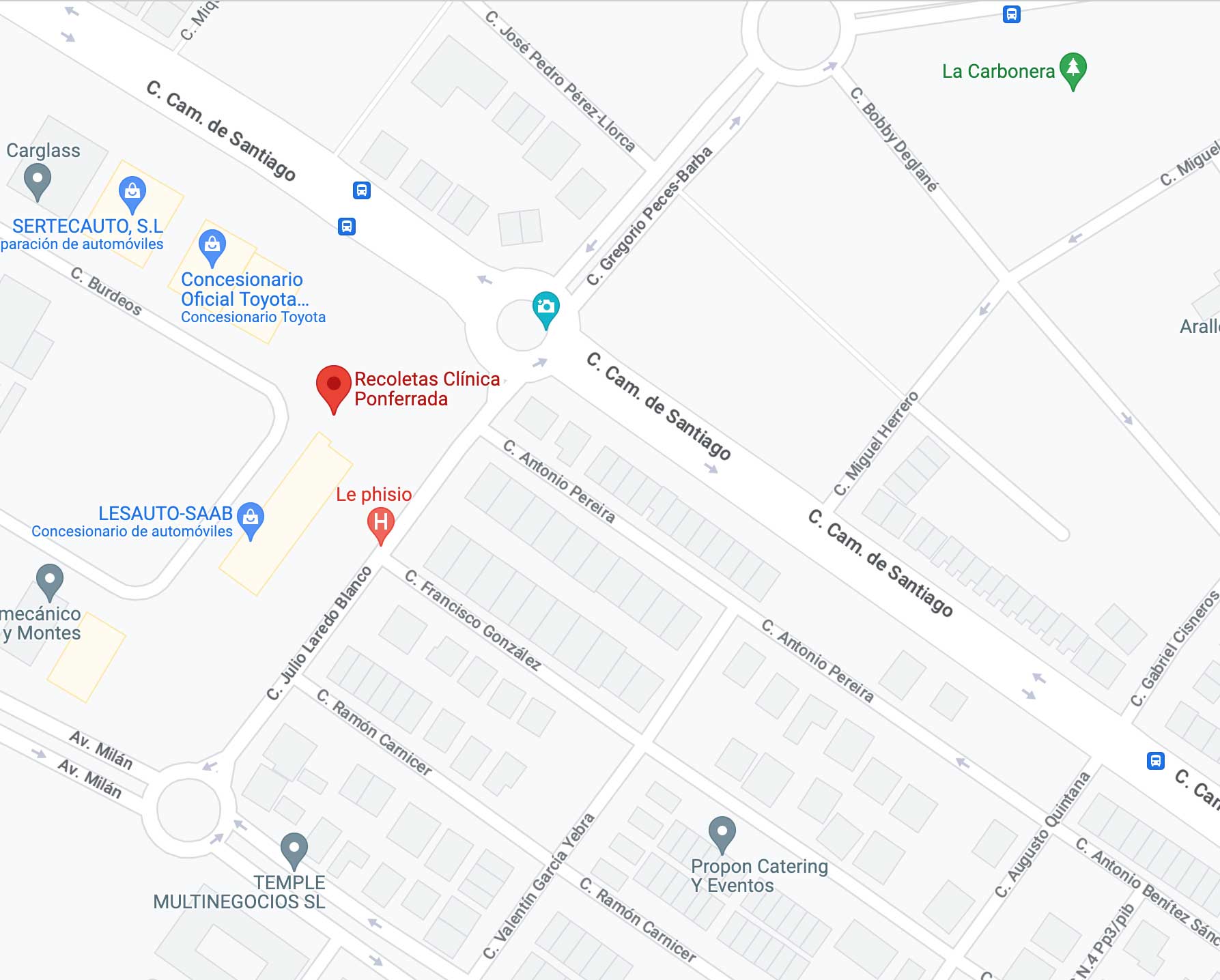 Ubicación en el mapa de Clínica Ponferrada.